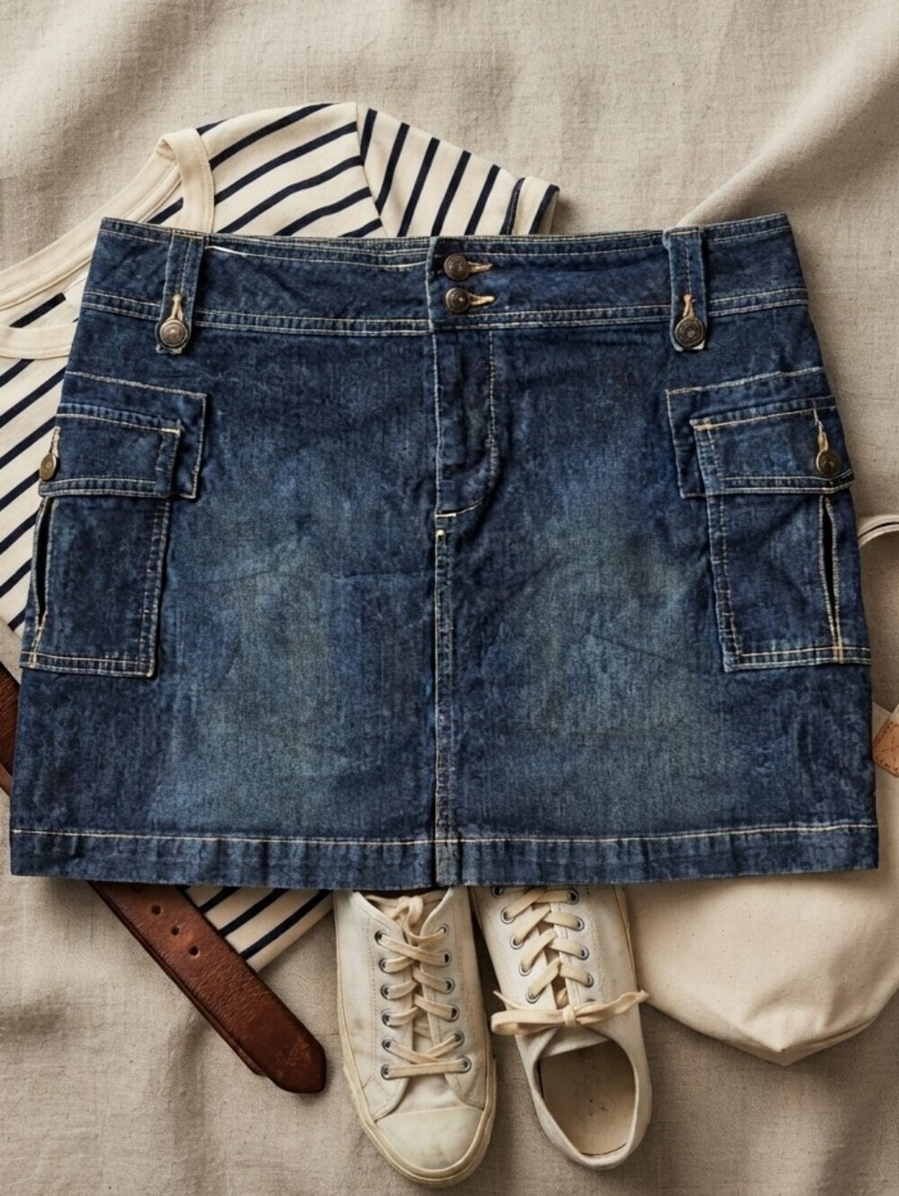Y2K Old Navy Cargo Stretch Denim Mini Skirt